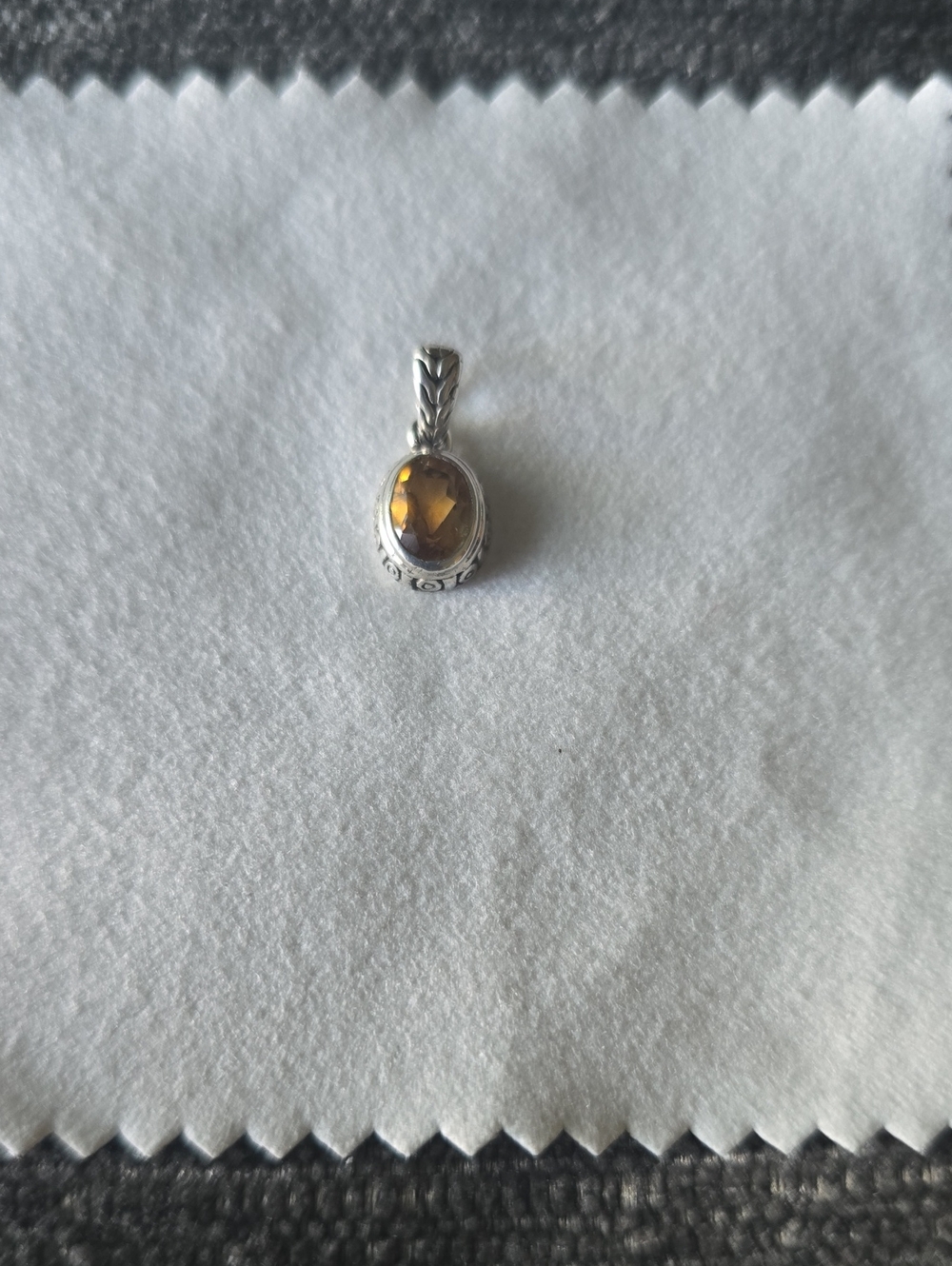 Small 925 Sterling Silver Citrine Oval Pendant